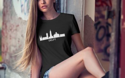Skyline een t-shirt met opdruk van jouw stad